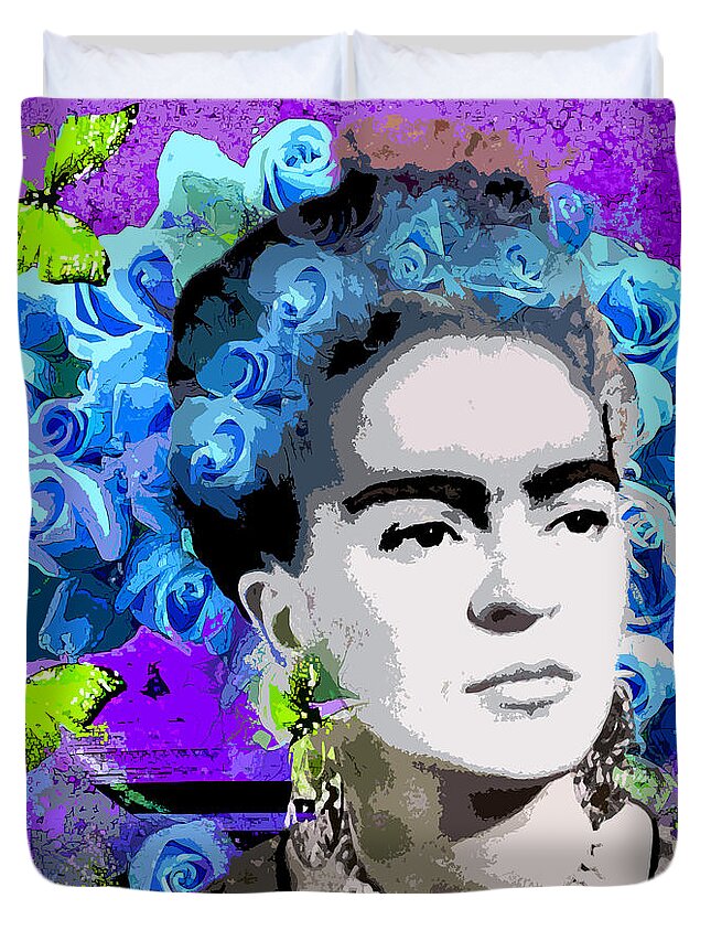 Frida Kahlo Duvet Cover featuring the painting Frida Kahlo by Saundra Myles