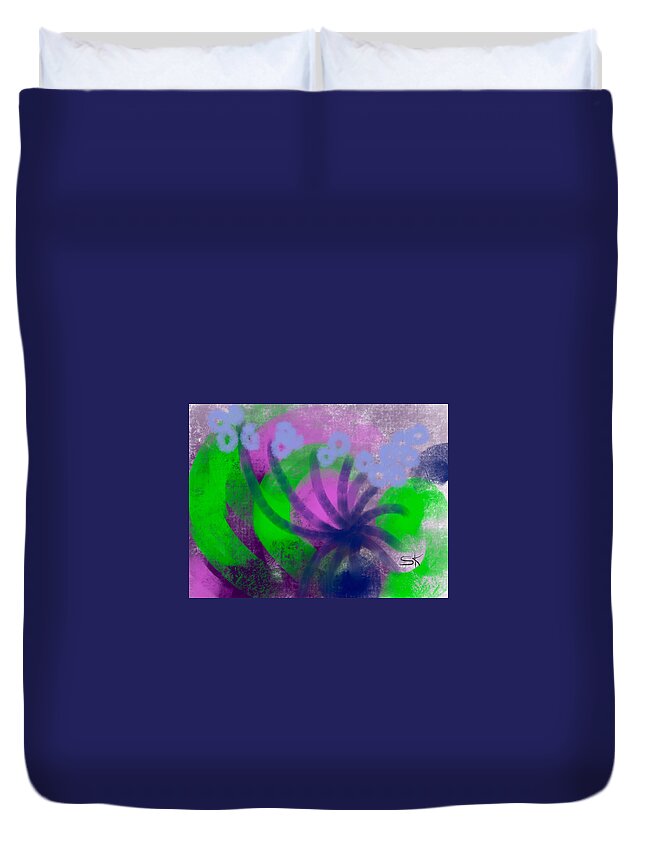 Abstract Duvet Cover featuring the digital art Friendly Anenomes by Sherry Killam