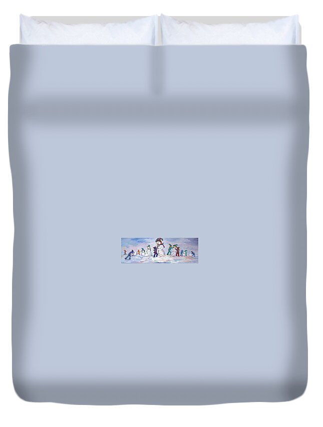 Winter Duvet Cover featuring the painting Friends Creating Friends by Naomi Gerrard