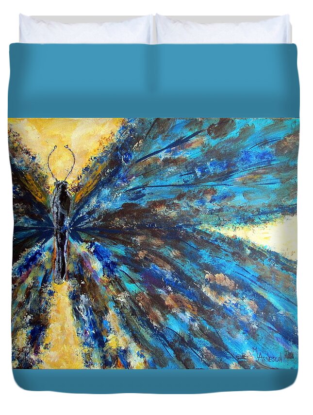 Butterfly Duvet Cover featuring the painting Fringed by Mary Arneson