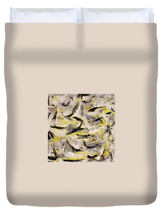 Abstract Duvet Cover featuring the painting Frolic by Mary Sullivan