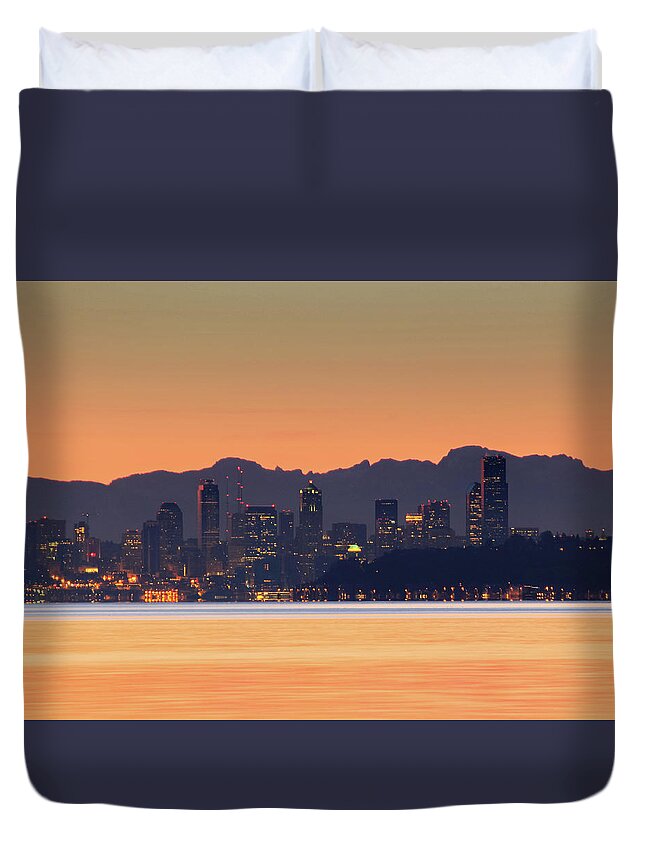 Silhouette Duvet Cover featuring the photograph From Night to Day by E Faithe Lester