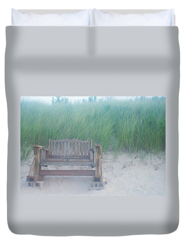 Beach Swing Duvet Cover featuring the photograph Front Row Dune Swing Chicks Beach by Suzanne Powers