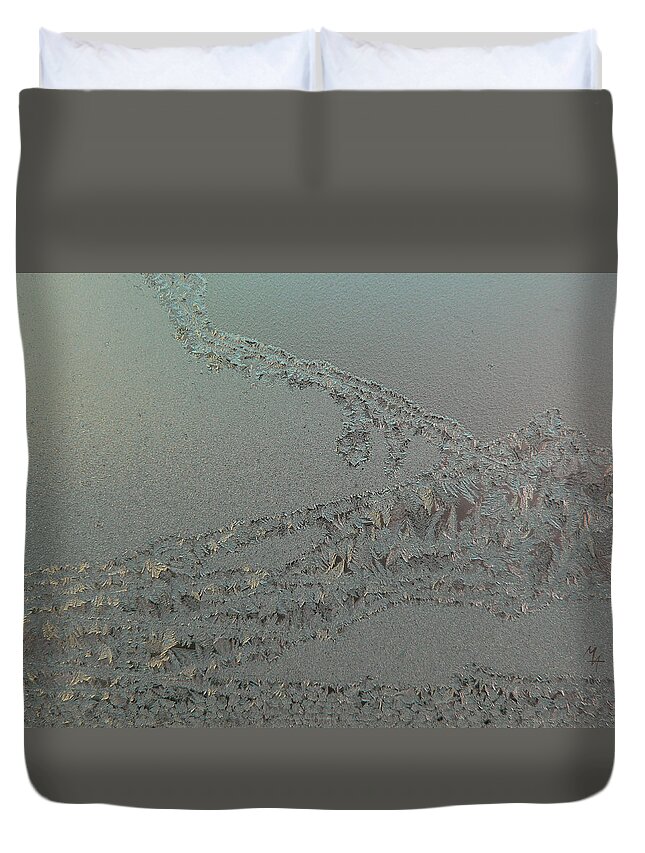Frostwork Duvet Cover featuring the photograph Frostwork - Sierra by Attila Meszlenyi