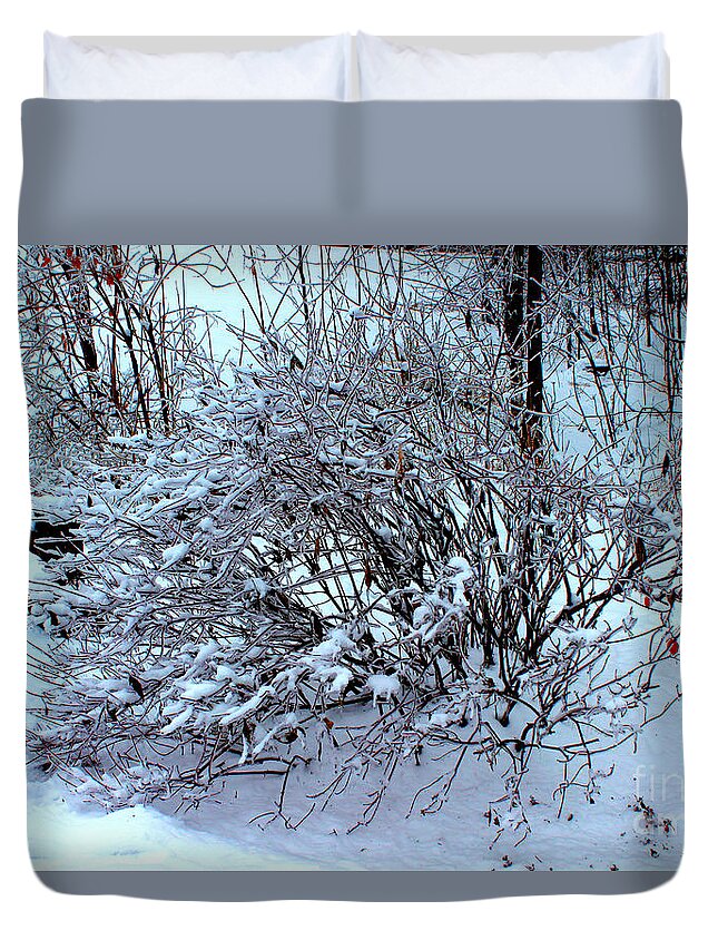 Bush Duvet Cover featuring the painting Frozen Bush by Corey Ford