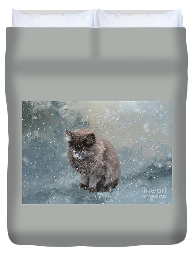 Cold Duvet Cover featuring the photograph Frozen by Eva Lechner