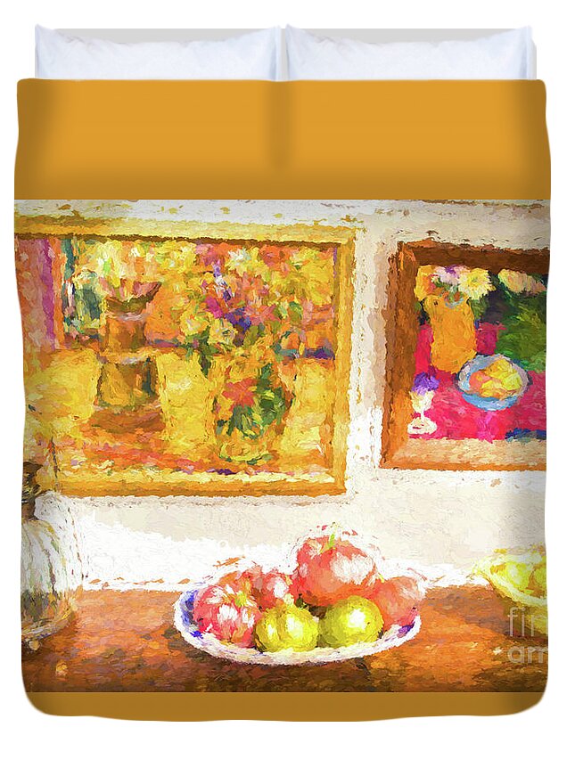Fruit Duvet Cover featuring the photograph Fruit and paintings by Sheila Smart Fine Art Photography