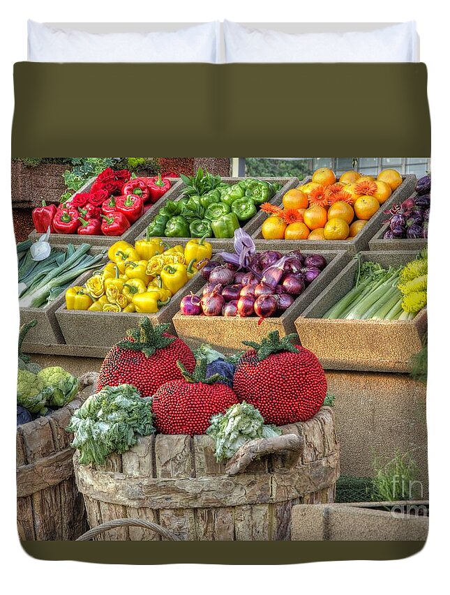 Fruit And Veggies Duvet Cover featuring the photograph Fruit and Veggie Display by Mathias 