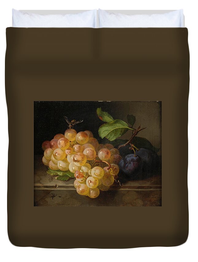 Andreas Lach Duvet Cover featuring the painting Fruit Still Life with Bee by Andreas Lach