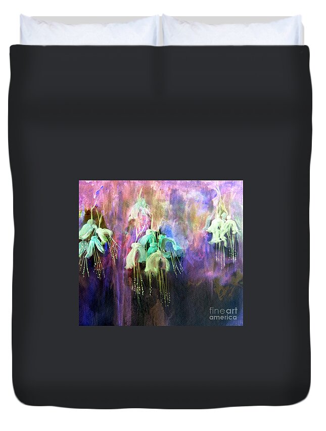 Flowers Duvet Cover featuring the painting Fuchsia Flowers by Julie Lueders 