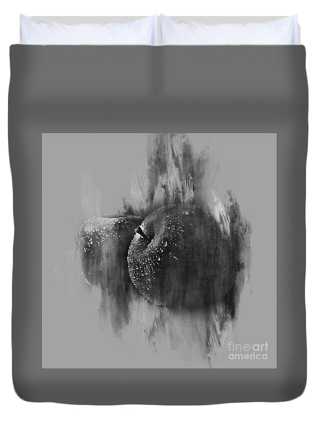 7s Flex Duvet Cover featuring the photograph Fuji Red Apples monochrome by Jack Torcello