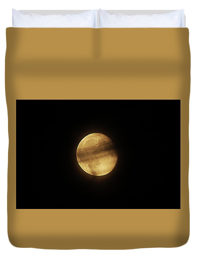 Moon Duvet Cover featuring the photograph Full Moon by David Stasiak