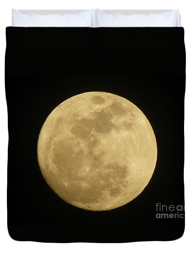 Moon Duvet Cover featuring the photograph Full Moon by Gerald Kloss