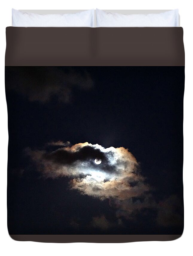 Moon Duvet Cover featuring the photograph Full Moon by Jolly Van der Velden