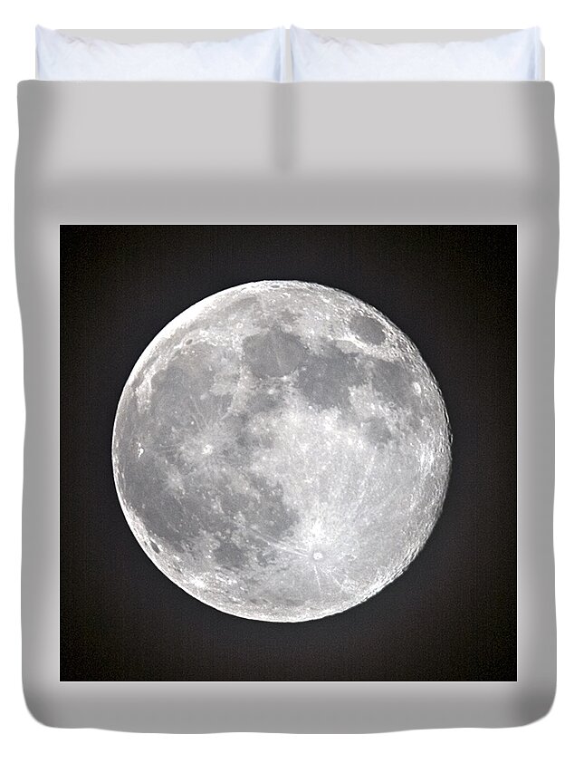 Moon Duvet Cover featuring the photograph Full Moon by William Bitman
