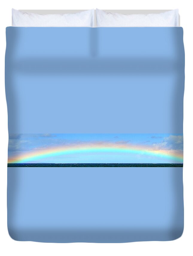 Rainbow Duvet Cover featuring the photograph Full Rainbow by Richard Omura