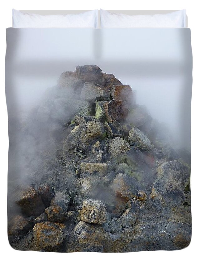 Fumarole Duvet Cover featuring the photograph Fumarole Fumes by Barbie Corbett-Newmin