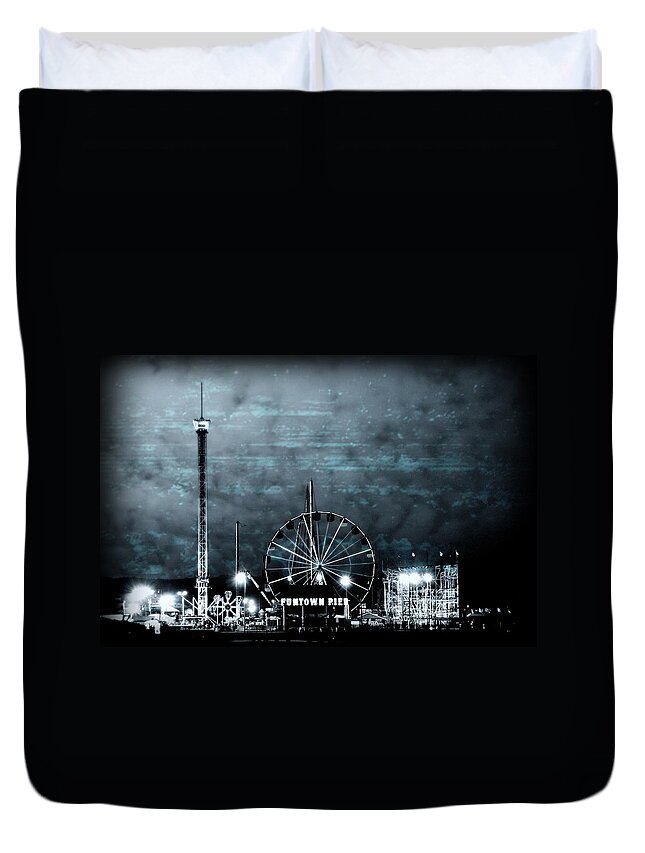 Amusement Parks Duvet Cover featuring the photograph Fun in The Dark - Jersey Shore by Angie Tirado