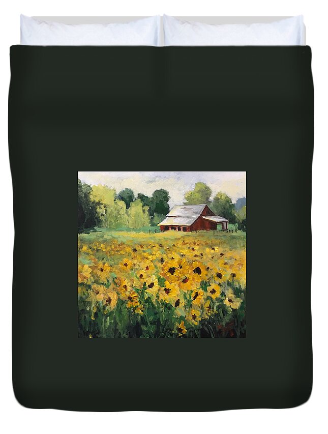 Barns Duvet Cover featuring the painting Fun In The Sun by Mary Scott