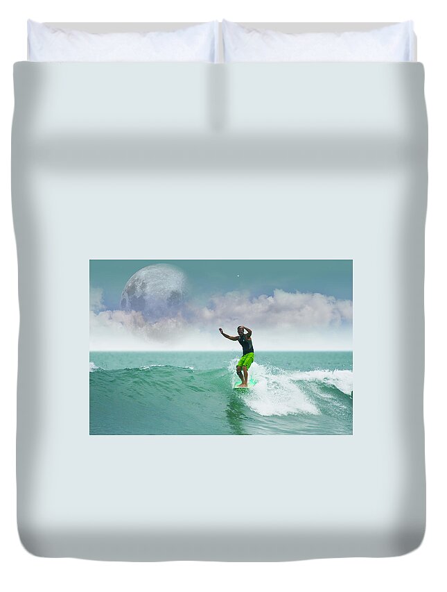 Hang Five Duvet Cover featuring the digital art Funday Sunday by William Love