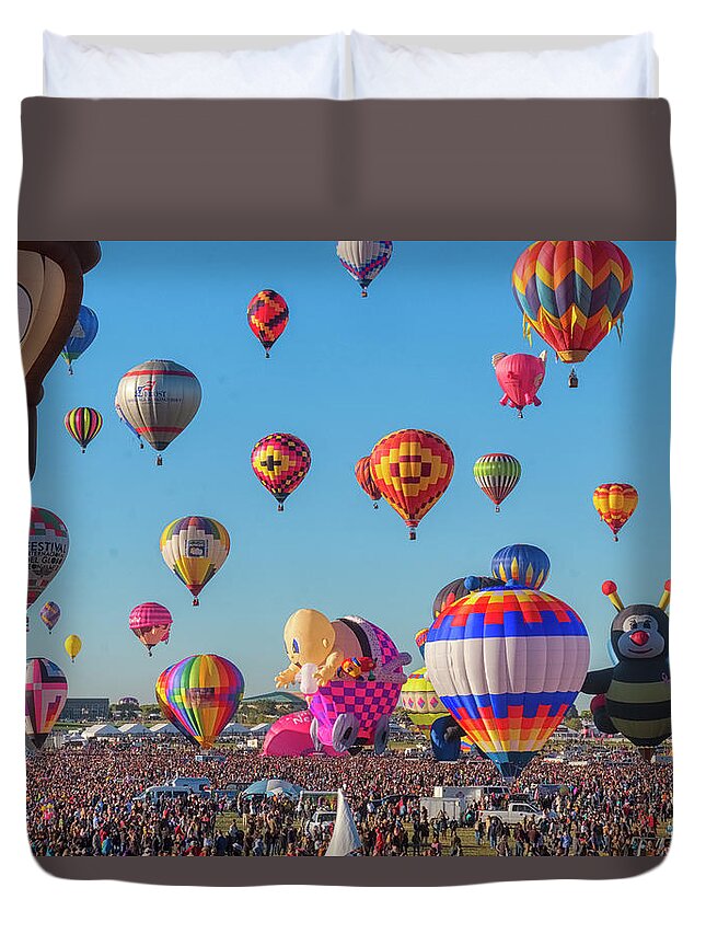 Albuquerque New Mexico Duvet Cover featuring the photograph Funky Balloons by Tom Singleton