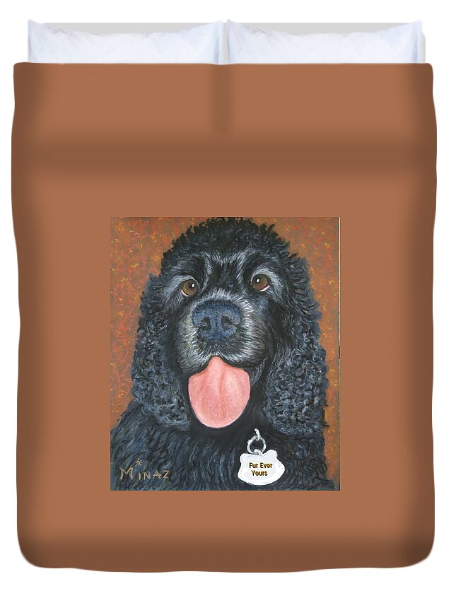 Spaniel Duvet Cover featuring the painting Fur Ever Yours by Minaz Jantz