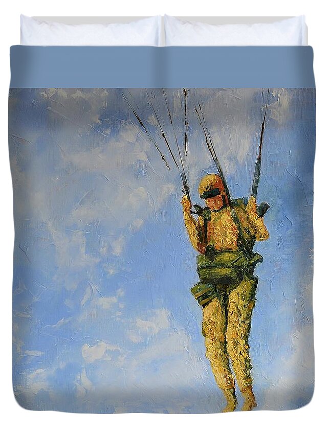 Fury From The Sky Duvet Cover featuring the painting Fury from the Sky by TWard