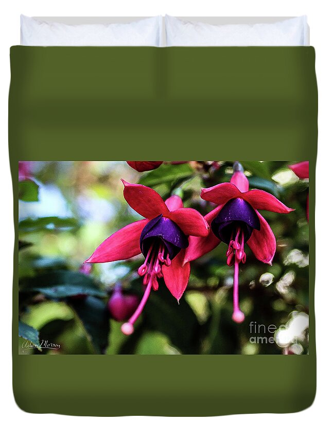 Flower Duvet Cover featuring the photograph Fuchsia by Adam Morsa