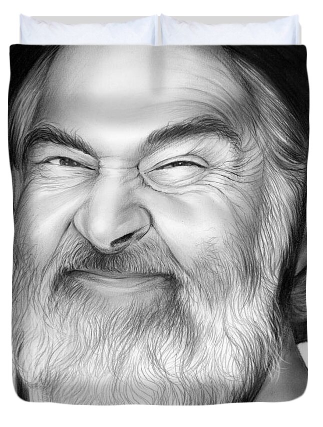 Gabby Hayes Duvet Cover featuring the drawing Gabby Hayes by Greg Joens