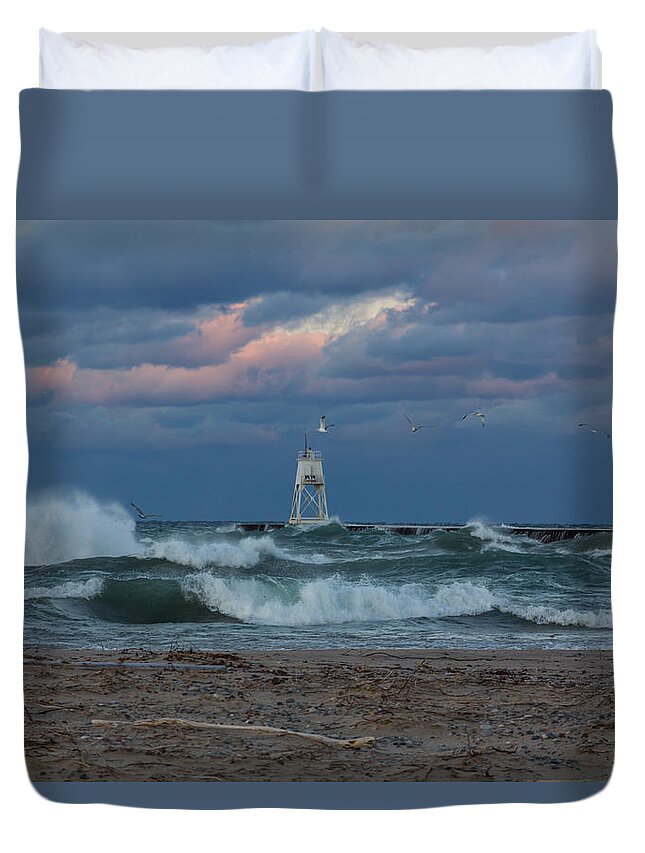 Landscape Duvet Cover featuring the photograph Gales of November by Lee and Michael Beek