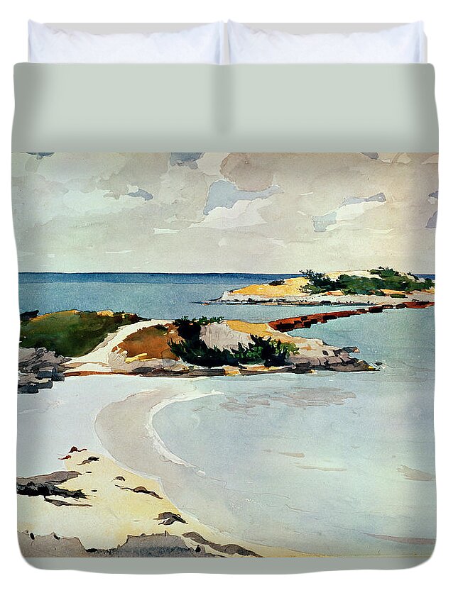 Winslow Homer Duvet Cover featuring the drawing Gallows Island by Winslow Homer