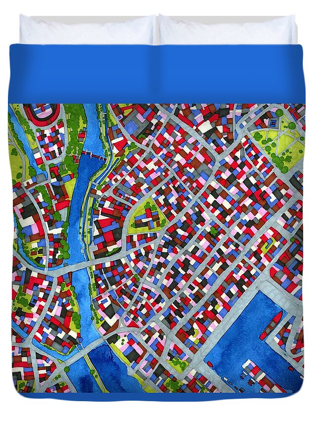 Galway City Map Patchwork Duvet Cover For Sale By Terri Kelleher
