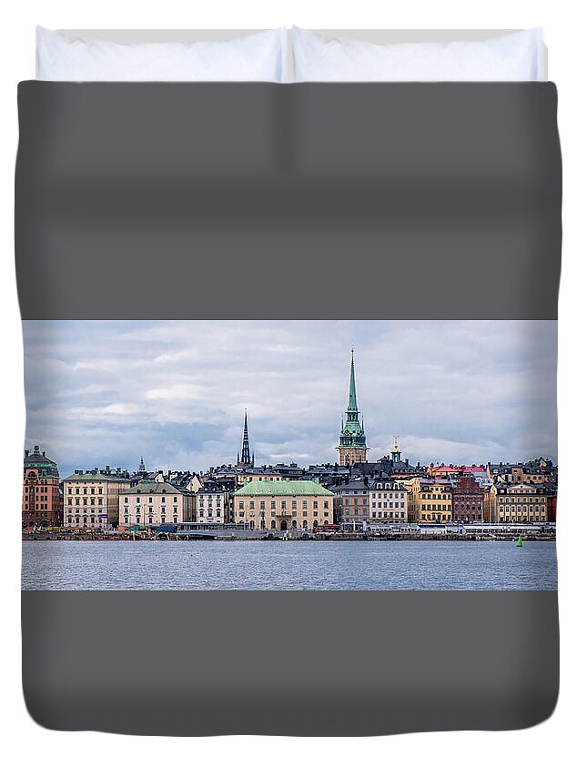 Gamla Stan Stockholm's Entrance By The Sea Duvet Cover featuring the photograph Gamla Stan Stockholm's entrance by the sea by Torbjorn Swenelius
