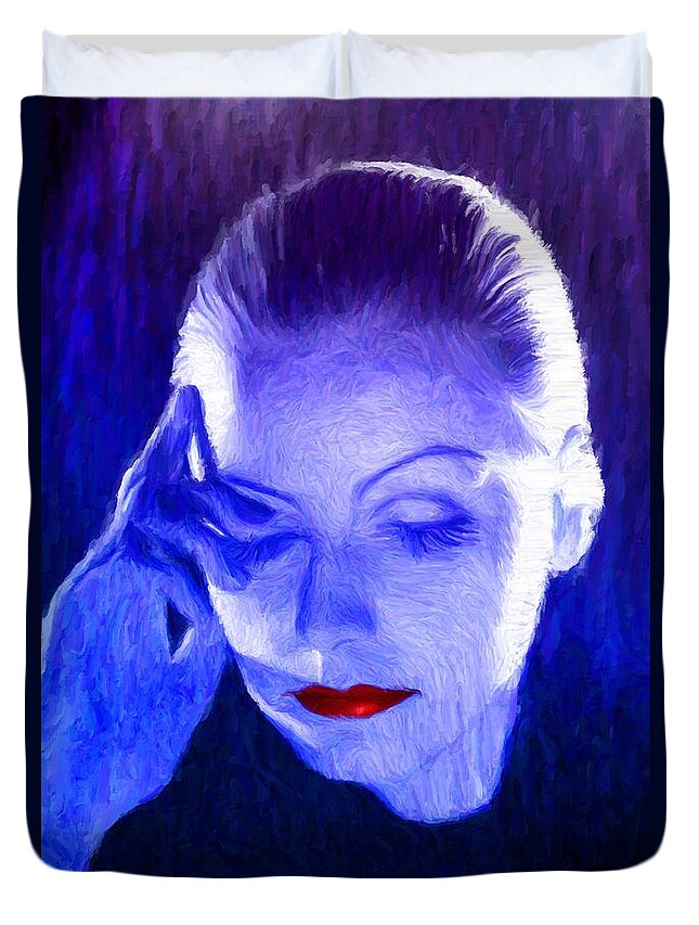 Greta Garbo Duvet Cover featuring the digital art Garbo by Caito Junqueira