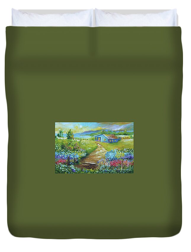 Alicia Maury Prints Duvet Cover featuring the painting Garden Country House by Alicia Maury