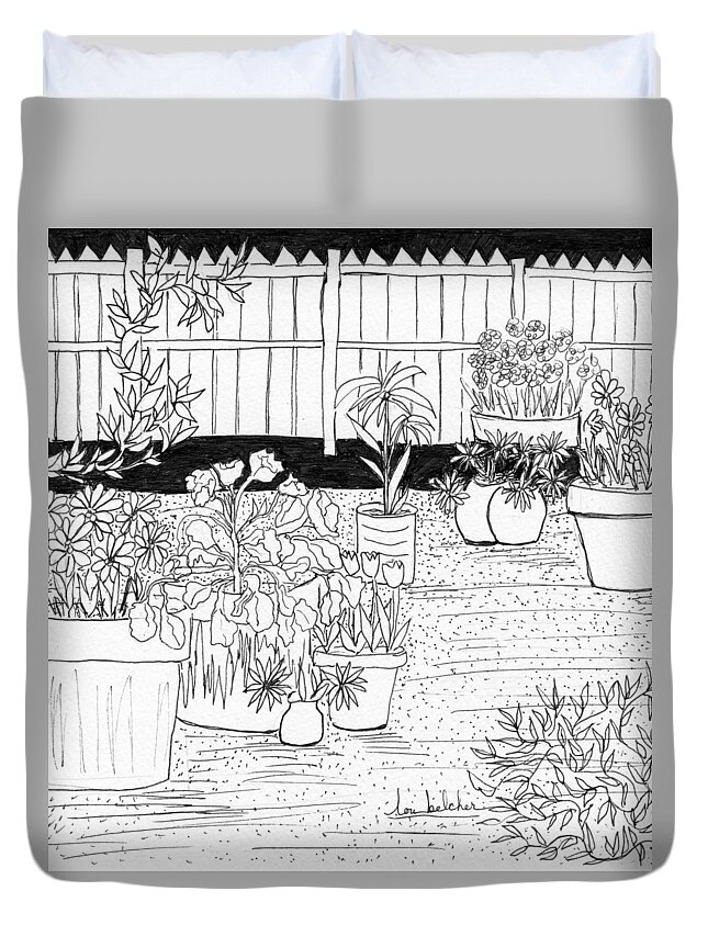 Garden Duvet Cover featuring the painting Garden Delight by Lou Belcher