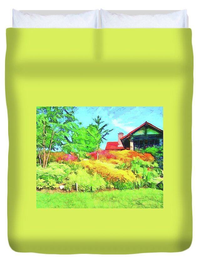 Scarborough Ontario Duvet Cover featuring the digital art Garden House by Leslie Montgomery