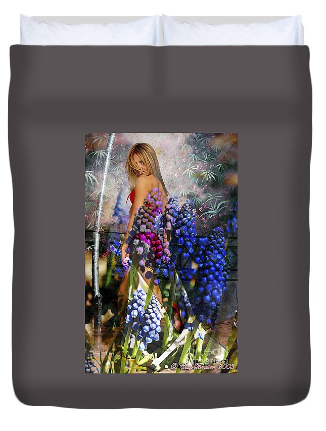 Clay Duvet Cover featuring the photograph Garden Nymph by Clayton Bruster