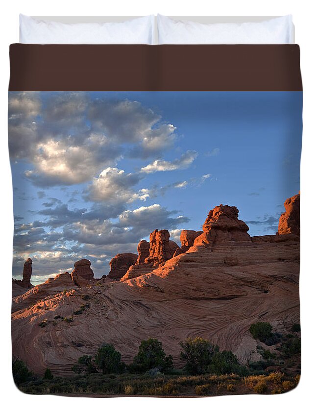 Arches National Park Duvet Cover featuring the photograph Garden of Eden Sunset by Dan Norris