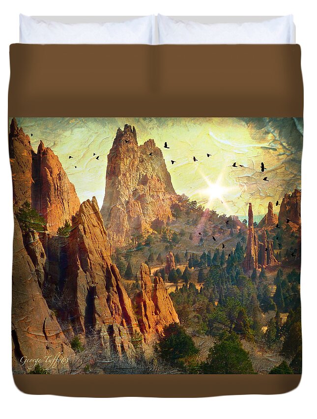 Digital Painting Duvet Cover featuring the photograph Garden of the Gods by George Tuffy