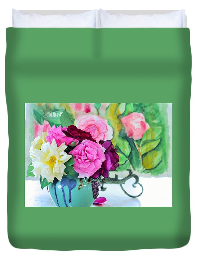 Roses Duvet Cover featuring the photograph Garden Roses by Marcia Breznay