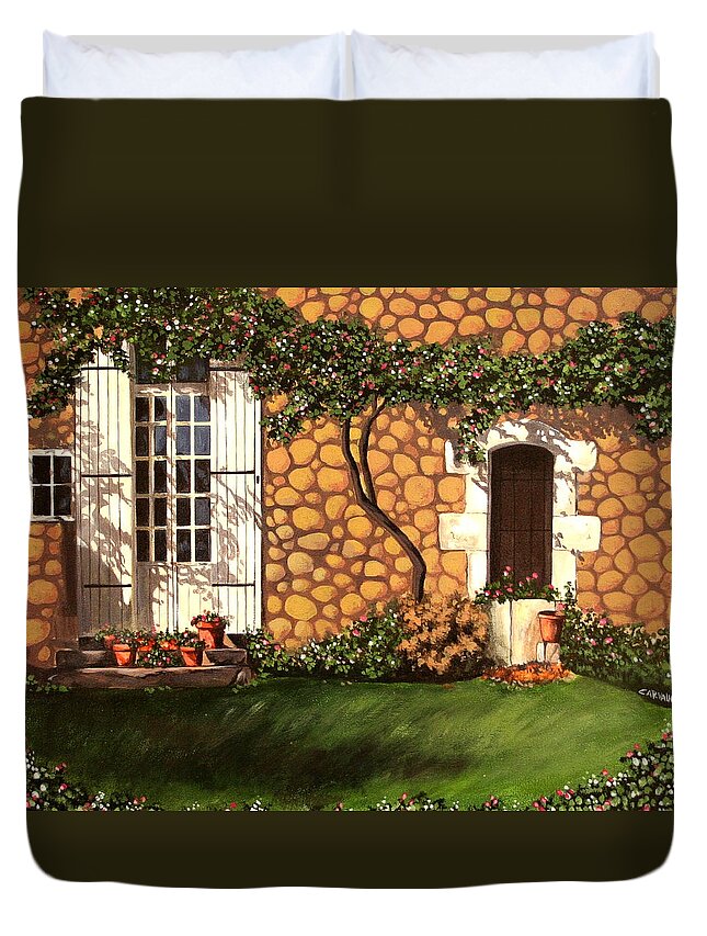 Garden Duvet Cover featuring the painting Garden Wall by Daniel Carvalho