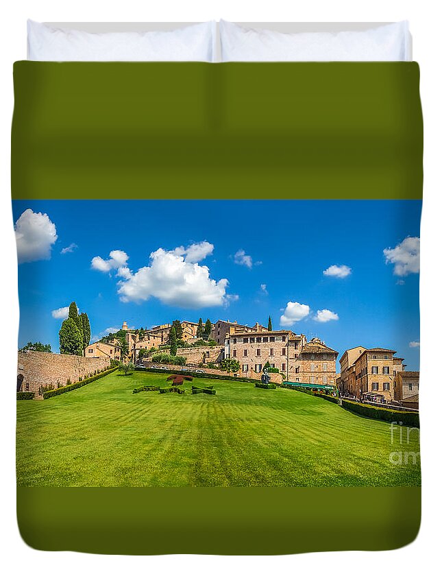 Abbey Duvet Cover featuring the photograph Gardens of Assisi by JR Photography