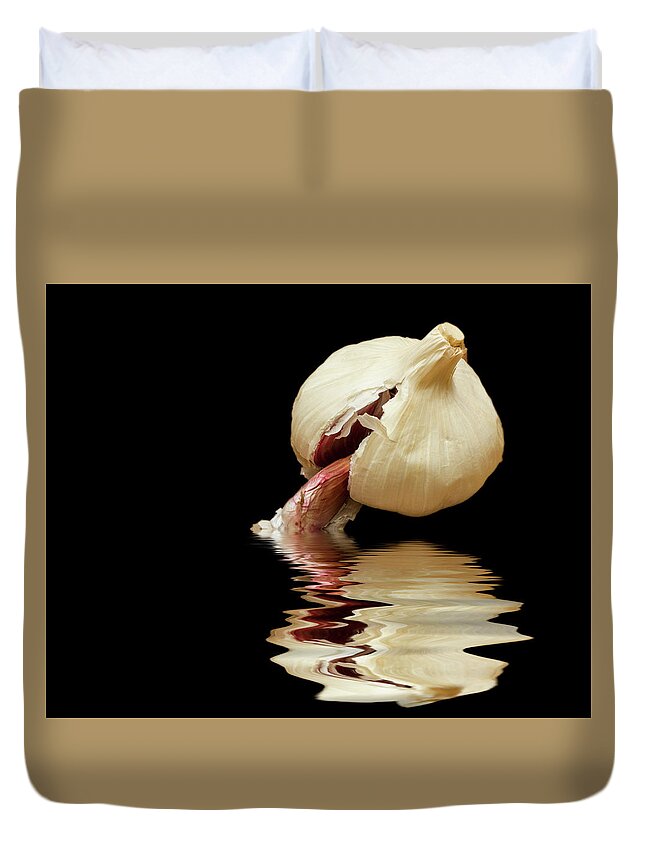 Garlic Duvet Cover featuring the photograph Garlic cloves of Garlic by David French