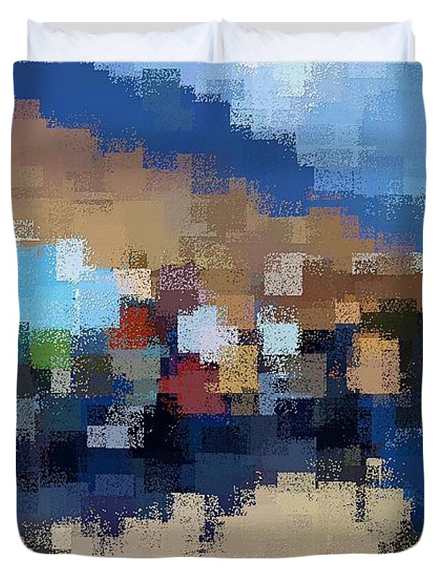 Blue Duvet Cover featuring the digital art The Overpass by David Manlove