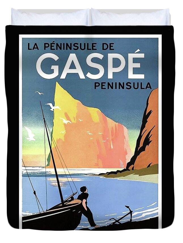 Gaspe Duvet Cover featuring the painting Gaspe Peninsula, coast, Canada by Long Shot