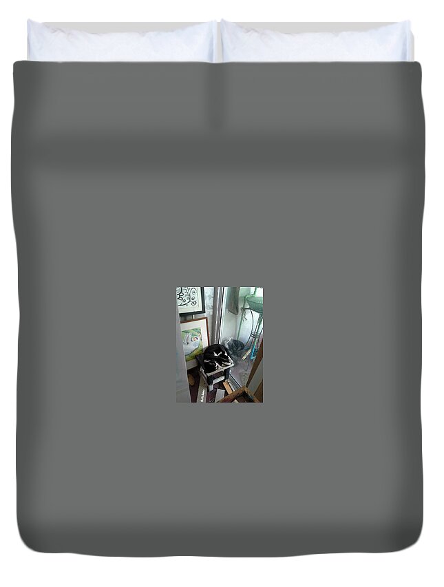 Gatchee Duvet Cover featuring the photograph Gatchee on the Gatchee Chair by Sukalya Chearanantana