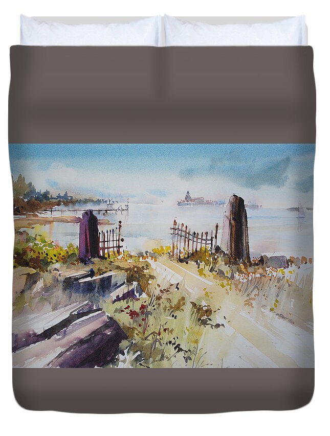 Shore Duvet Cover featuring the painting Gated Shore by P Anthony Visco