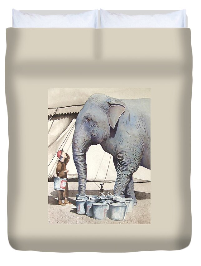 Circus Duvet Cover featuring the painting Gee Whiz II by Greg and Linda Halom