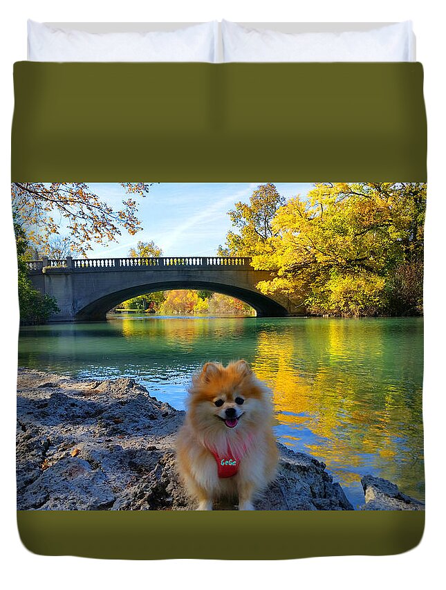 Pomeranian Duvet Cover featuring the photograph GeGe - Pure Pomeranian by Michael Rucker